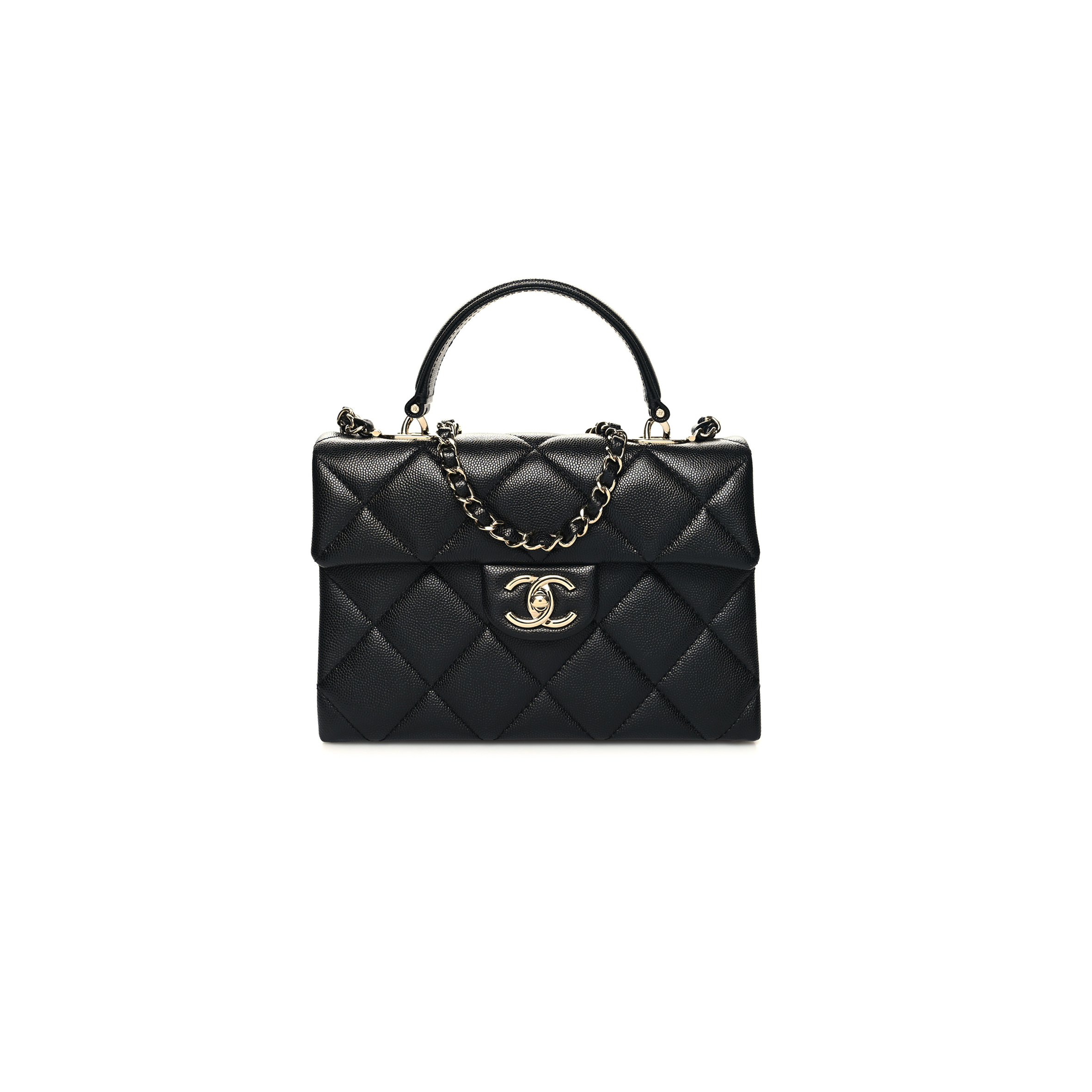 Ch*el master caviar quilted retro twist top handle flap black (21*16*9.5cm)